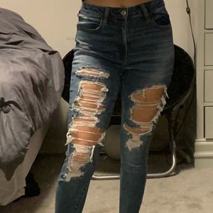 American Eagle high rise ripped jeans